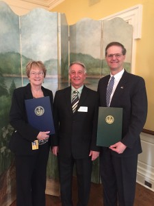 State Representative Kathy Rapp (left) and State Senator Scott Hutchinson (right) presented citations from their respective chambers to Forest County Commissioner Basil Huffman honoring him as a recipient of a 2016 Governor’s Award for Local Excellence