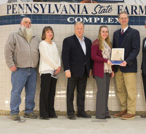Senator Scott Hutchinson presents a Certificate of Commendation to Emily Scott of Tionesta. Pictured (from left to right) are: Emily’s parents, Jonathan and Cheryl Scott, State Senator Scott Wagner, Emily Scott and Senator Scott Hutchinson.