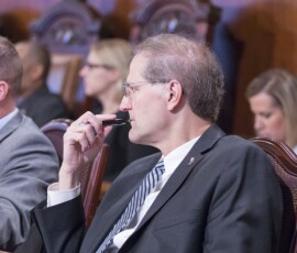 October 19, 2017 – Senator Hutchinson listens to testimony at a Senate Veterans’ Affairs and Emergency Preparedness Committee regarding Pennsylvania’s FirstNet system. 10/19/17