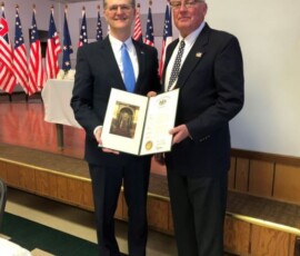November 16, 2019 – Senator Hutchinson presents a citation to Al Worsley recognizing him as Butler County’s Veteran of the Year. 11/16/19