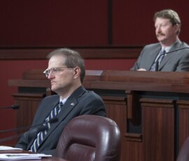 April 25, 2018 - Senator Hutchinson listened to testimony during an joint Veterans Affairs & Emergency Preparedness Committee and Environmental Resources & Energy Committee hearing on flooding issues. 04/25/18