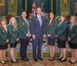 April 20, 2015 – Senator Hutchinson meets with 4-H students from the 21st Senatorial District during their visit to Harrisburg. 04/20/15