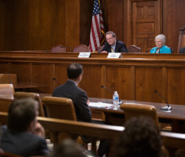 June 18, 2015 – Senator Hutchinson listened to testimony given by Auditor General DePasquale regarding municipal pensions. 06/18/15