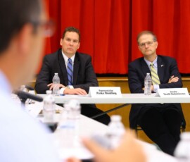 August 7, 2018 – Senator recently attended a roundtable discussion on school safety hosted by the Senate Policy Committee.  The discussion focused on legislation recently enacted to help improve school safety, pending proposals to strengthen school safety, and additional measures that the legislature should consider in the future. 08/07/18