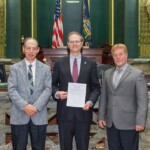 June 8, 2016 – “Senator Hutchinson stands with David Clark and Arthur Stewart from the Pennsylvania Grade Crude Oil Coalition after passage of his legislation, Senate Bill 279, out of the House Environmental Resources and Energy Committee. The legislation would establish a Pennsylvania Grade Crude Development Advisory Council to help advise the Department of Environmental Protection during the rulemaking process and would promote the long term viability of the conventional oil and gas industry.” 06/08/16