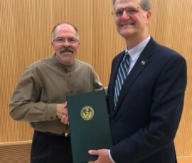 September 12, 2018 – Senator Hutchinson presented Brian McCafferty with a citation recognizing his receipt of the 2018 Community Champion Award from the Butler County Area Chamber of Commerce. Along with owning and operating his family’s business, Kenmac Rental & Sales, that has been in the community for over 50 years, Brian serves on the board of trustees at Butler County Community College and on the board of the City of Butler Redevelopment Authority. 09/12/18