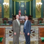 May 2, 2016 – Senator Hutchinson met with Eric Schmader of the Farmers Mutual Fire Insurance Company to discuss issues related to the mutual insurance industry. 05/02/16