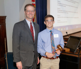 March 16, 2017 - Senator Scott Hutchinson recognizes Josh Puleo, a student at Venango Catholic High School, for his service as Senate President during his Student Government Seminar. 03/16/17