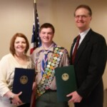 March 6, 2016 – Senator Hutchinson stands with Jeremiah Jordan, from Millcreek Township, who recently achieved the rank of Eagle Scout. Jeremiah is a member of Troop 51 and for his Eagle Scout project he restored a pond in Allegheny National Forest. 03/06/16