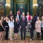 April 12, 2016 – Senator Hutchinson meets with constituents to discuss social work education and licensing. The constituents were all either social workers or in school for social work and were in Harrisburg as part of the National Association of Social Workers advocacy day. 04/12/16