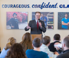 March 16, 2017 – Senator Scott Hutchinson discussed the legislative process with students from around the 21st Senatorial District during his Student Government Seminar held March 16 at Clarion University. 03/16/17