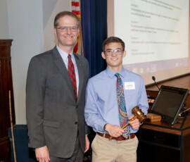 March 16, 2017 - Senator Scott Hutchinson recognized Josh Puleo, a student at Venango Catholic High School, for his service as Senate President during his Student Government Seminar. 03/16/17