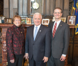 February 4, 2014 - /Representative Kathy Rapp and Senator Scott Hutchinson had the privilege of escorting Governor Tom Corbett to the House of Representatives to deliver his 2014-15 budget address. 02/04/14