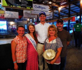 August 15, 2015 – Senator Hutchinson stands with the Peters family who are winners of the annual Butler Eagle Bowl at the Butler County Farm Show. Pictured with Senator Hutchinson are Steve and Lona Peters along with their daughters Robin and Brooklyn. 08/15/15