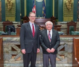 March 3, 2015 – Senator Hutchinson met with Charles Stowe, a Butler Township official, to discuss Butler Township and other local government issues. 03/03/15