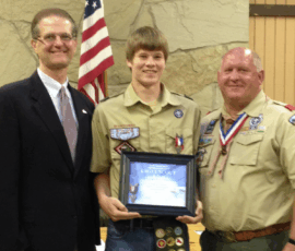 September 27, 2014 - Senator Hutchinson joined Congressman GT Thompson in recognizing Christopher Deal’s Eagle Scout achievement. Chris is a member of Troop 61 in Corsica. For his Eagle Scout project he constructed a picnic table for the Clarion-Limestone Area School District. 09/27/14