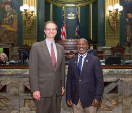June 10, 2015 – Senator Hutchinson met with Professor Joseph Croskey of Clarion University to discuss issues important to Clarion University, its students and its faculty. 06/10/15