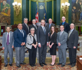 April 15, 2015 – Senator Hutchinson met with Doctor Whitney and Syed Ali-Zaidi, faculty members of Clarion University, along with students of Clarion University to discuss issues important to Clarion University and the Pennsylvanian system of higher education. 04/15/15