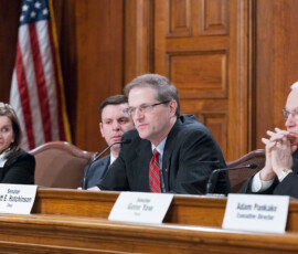 March 3, 2015 – Senator Hutchinson listened to testimony during a joint hearing of the Environmental Resources and Energy and Local Government Committees regarding the impact of enacting a Marcellus Shale tax. 03/03/15