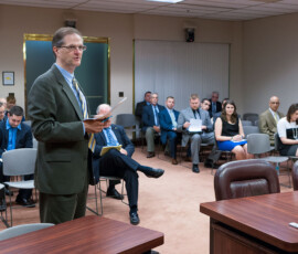 June 16, 2015 – Senator Hutchinson answers questions on his legislation, Senate Bill 737, before the Senate Game and Fisheries Committee. 06/16/15