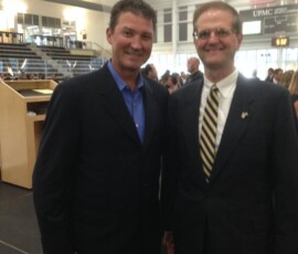 August 14, 2015 – Senator Hutchinson took a picture and met Mario Lemieux during the UPMC Lemieux Sports Complex grand opening in Cranberry Township, Butler County. The complex will serve as a comprehensive outpatient facility for UPMC sports medicine as well as the primary practice facility for the Pittsburgh Penguins. 08/14/15