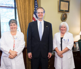 May 12, 2015 – Senator Hutchinson met with Tammy Huey from UPMC and Sheila Gealey from the PA Coalition of Nurse Practitioners to discuss issues related to the nursing profession and the health care field. 05/12/15