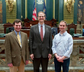 April 1, 2014 – Senator Hutchinson met with students John Wortman of Warren and Zach Longstretch of Meadville to discuss their undergraduate studies at Penn State University. 04/01/14