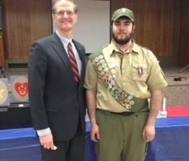 February 26, 2014 - Senator Hutchinson congratulated Scotty Taylor on achieving the rank of Eagle Scout. Scotty is a member of Troop 111, which is sponsored by the Cranberry Area Lions Club and the Seneca Volunteer Fire Department. 02/26/14